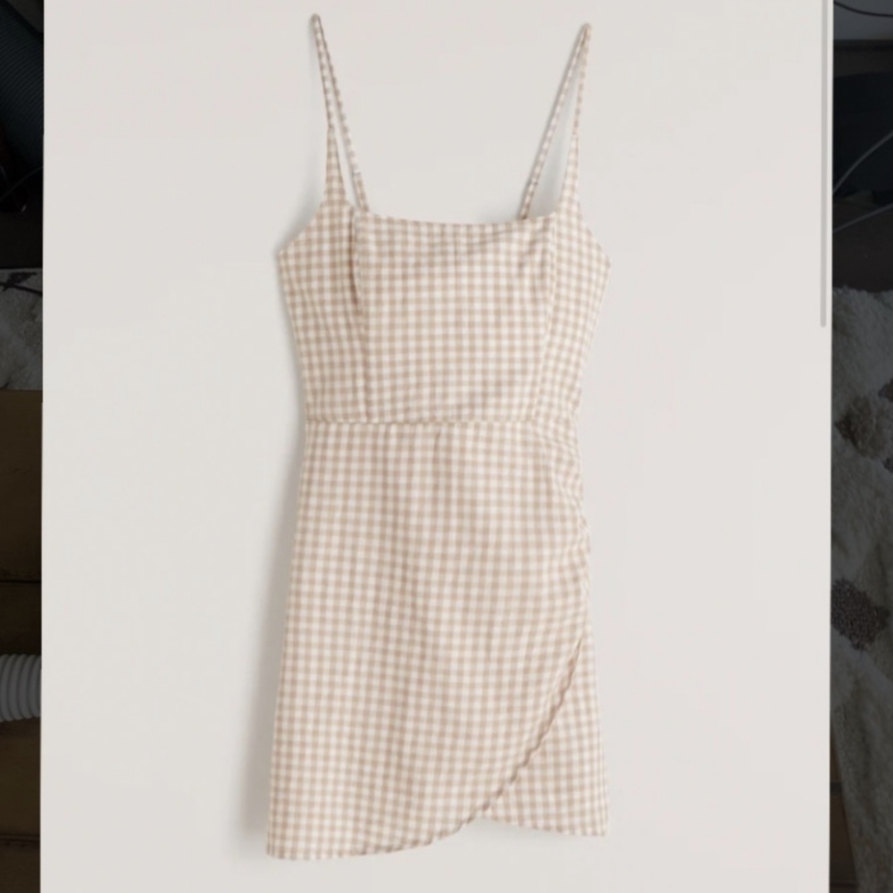 Abercrombie Plaid Scoop Neck Wrap Mini Dress, size M - Picture 3 of 7